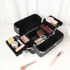 APSEQR Makeup Bag Cosmetic Case, Portable Cosmetic Box Aluminum Frame Professional Makeup Organizer With Drawers, Lockable Multi-Layer Storage Compartment for Beauty Professionals, Travelers view 2