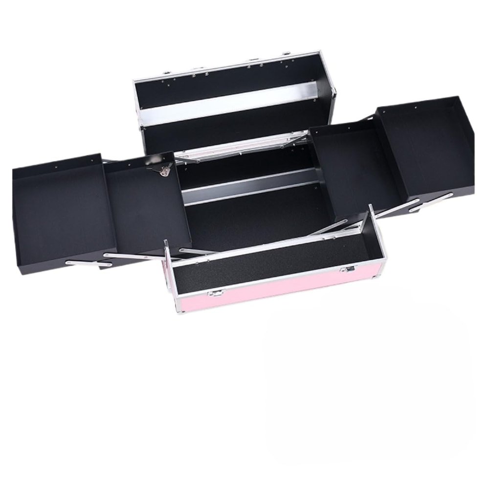 APSEQR Makeup Bag Cosmetic Case, Portable Cosmetic Box with Aluminum Frame, Lockable Multi-Layer Makeup Organizer, Spacious with Dividers, Drawer for Beauty Professionals and Travelers