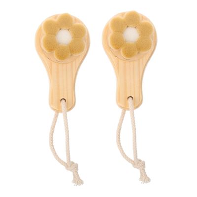 FESTFENDS 2pcs Plum Blossom Facial Cleansing Brush Manual Face Scrubbing Brush with Soft Dense Bristles for Exfoliating Blackhead Removal Skin Elasticity Boost Travel-Friendly Design for