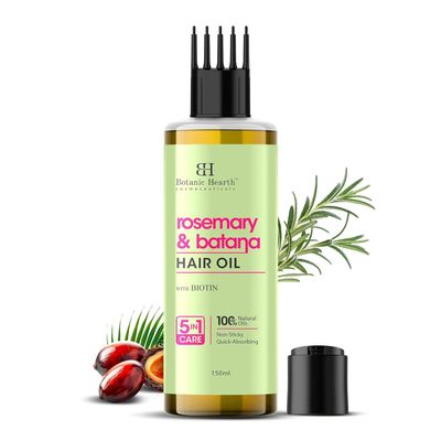100% Pure Rosemary Batana Oil for Hair Growth 150ml, Non-Sticky & Fast-Absorbing 100% Natural Oils for Healthy Nourished Hair with Hair Oil Applicator