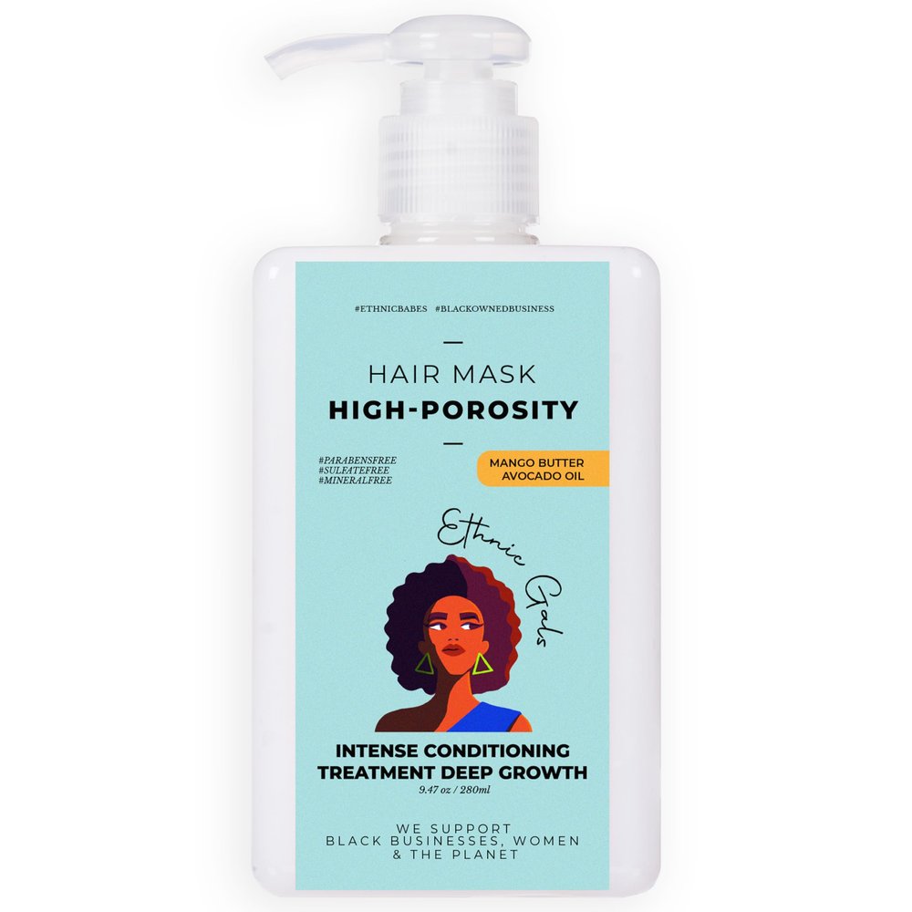 Ethnic Gals High Porosity Hair Mask - Deep Moisture & Repair Treatment for Curly, Coily, Dry Hair with Shea Butter & Argan Oil, Restores Softness & Shine, 9.5 fl oz (280ml)