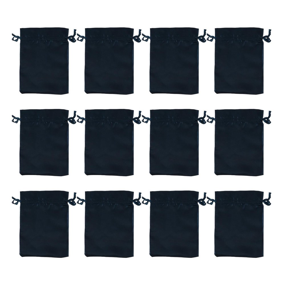 GALPADA 12pcs Satin Wig Bags With Drawstring For Packaging Hair Extensions Wigs Soft Silk Pouches Hair Tools Storage Bags For Home And Salon Dark Blue