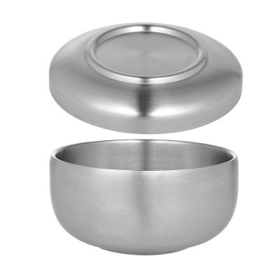 Yinhing Stainless Steel Shaving Bowl Smooth Surface Shave Cream Soap Brush Bowl for Beard Cleaning with Cover Lightweight and Anti Adhering