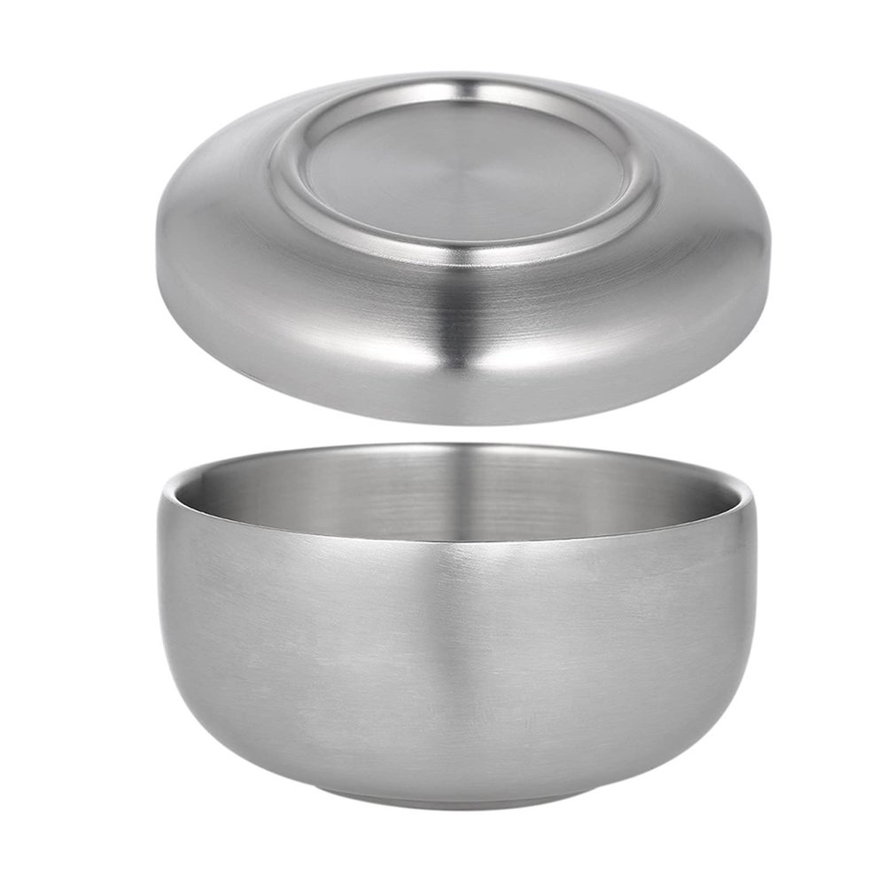 Yinhing Stainless Steel Shaving Bowl Smooth Surface Shave Cream Soap Brush Bowl for Beard Cleaning with Cover Lightweight and Anti Adhering