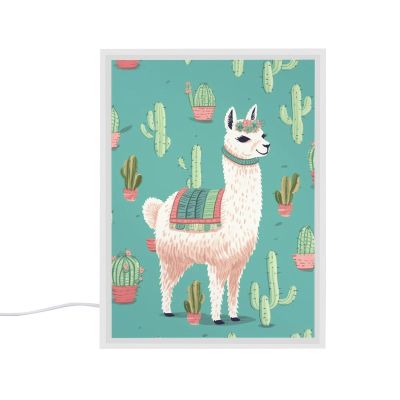 FekiLoot Alpaca Cactus Vanity Mirror with Lights Lighted Makeup Mirror with 3-Color Lighting Dimmable LED Makeup Mirror for Vanity Desk Tabletop Bedroom Dressing Room