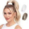 2 Medium PONY-O Bendable Hair Ties, Ponytail Holders: for Fine to Normal or slightly Thick Hair Volumizing, Comfortable & Non-Damaging (Light Brown & White) view 1