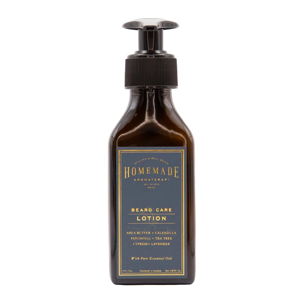 HMA | Beard Care Lotion with Shea Butter & Calendula, Patchouli + Tea Tree + Cypress + Lavender, 100% Pure Essential Oils, 3.38 Fl. Oz.