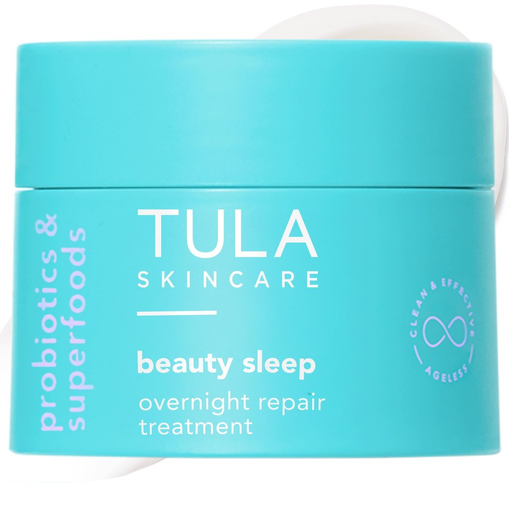 TULA Skin Care Mini Beauty Sleep Overnight Repair Treatment - Anti-Aging, Night Cream, Contains Natural Peptides, AHAs, & Vitamin C to Reduce the Appearance of Lines and Dull Tone, 0.5 oz