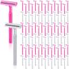 Hanaive Women's Disposable Razors Bulk Twin Blade Disposable Stainless Steel Hospitality Quality Shaver Multipurpose Portable Shave Razor Manual for Bathing Hotel Travel (Pink White,100 Pcs) view 1