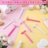 Hanaive Women's Disposable Razors Bulk Twin Blade Disposable Stainless Steel Hospitality Quality Shaver Multipurpose Portable Shave Razor Manual for Bathing Hotel Travel (Pink White,100 Pcs) view 4