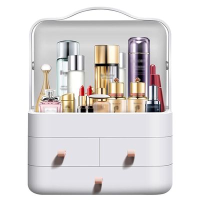 Makeup Organizer Large-capacity Cosmetic Storage Box Desktop Jewelry Lipstick Makeup Brush Finishing Box Dressing Table Skin Care Product Rack Cosmetic Display Case(Small)