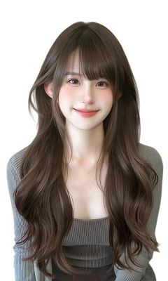 TEDPRBGE Women Long Wavy Wig Curly Wavy Wig with Bangs Wavy Wig Natural Looking Synthetic Fiber for Daily Party 27in (Black Brown)