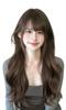 TEDPRBGE Women Long Wavy Wig Curly Wavy Wig with Bangs Wavy Wig Natural Looking Synthetic Fiber for Daily Party 27in (Black Brown) view 1