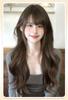 TEDPRBGE Women Long Wavy Wig Curly Wavy Wig with Bangs Wavy Wig Natural Looking Synthetic Fiber for Daily Party 27in (Black Brown) view 3