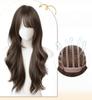 TEDPRBGE Women Long Wavy Wig Curly Wavy Wig with Bangs Wavy Wig Natural Looking Synthetic Fiber for Daily Party 27in (Black Brown) view 4