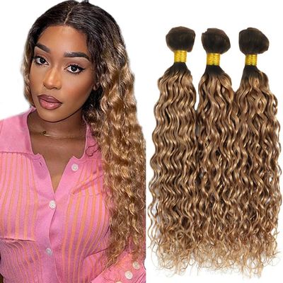 30 32 34 Inch 1B27 Blonde Bundles Human Hair Ombre Water Wave Bundle 150g/Pack Brazilian Virgin Honey Blonde Wet and Wavy Bundles Double Weft Weaves Hair Extensions