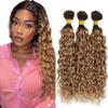 30 32 34 Inch 1B27 Blonde Bundles Human Hair Ombre Water Wave Bundle 150g/Pack Brazilian Virgin Honey Blonde Wet and Wavy Bundles Double Weft Weaves Hair Extensions view 1