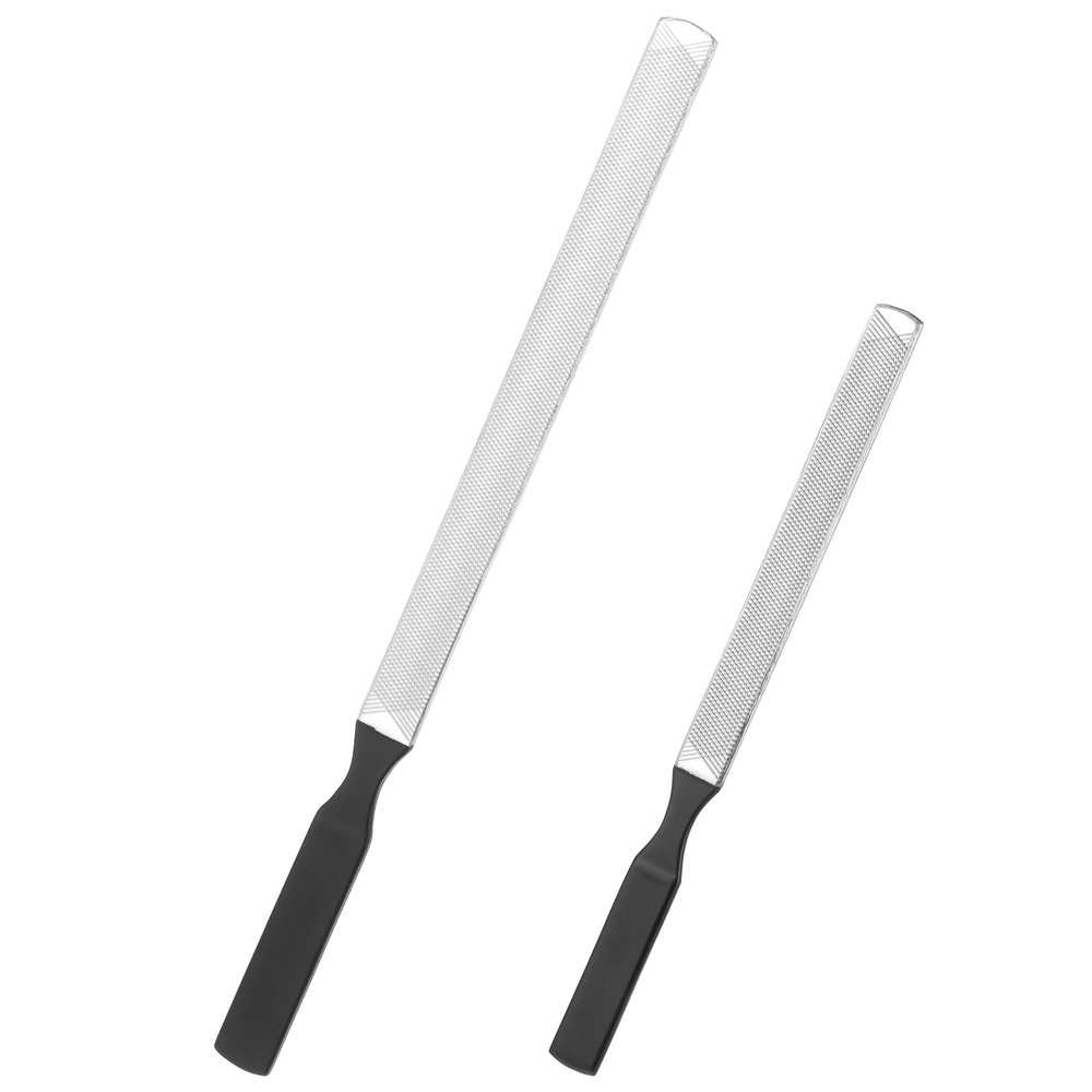 2 PCS Metal Toenail File, Stainless Steel Long Nail File, 4 Sides Coarse Nail Files for Thick Toenail, Nails Care Tool for Men Women, 2 Sizes