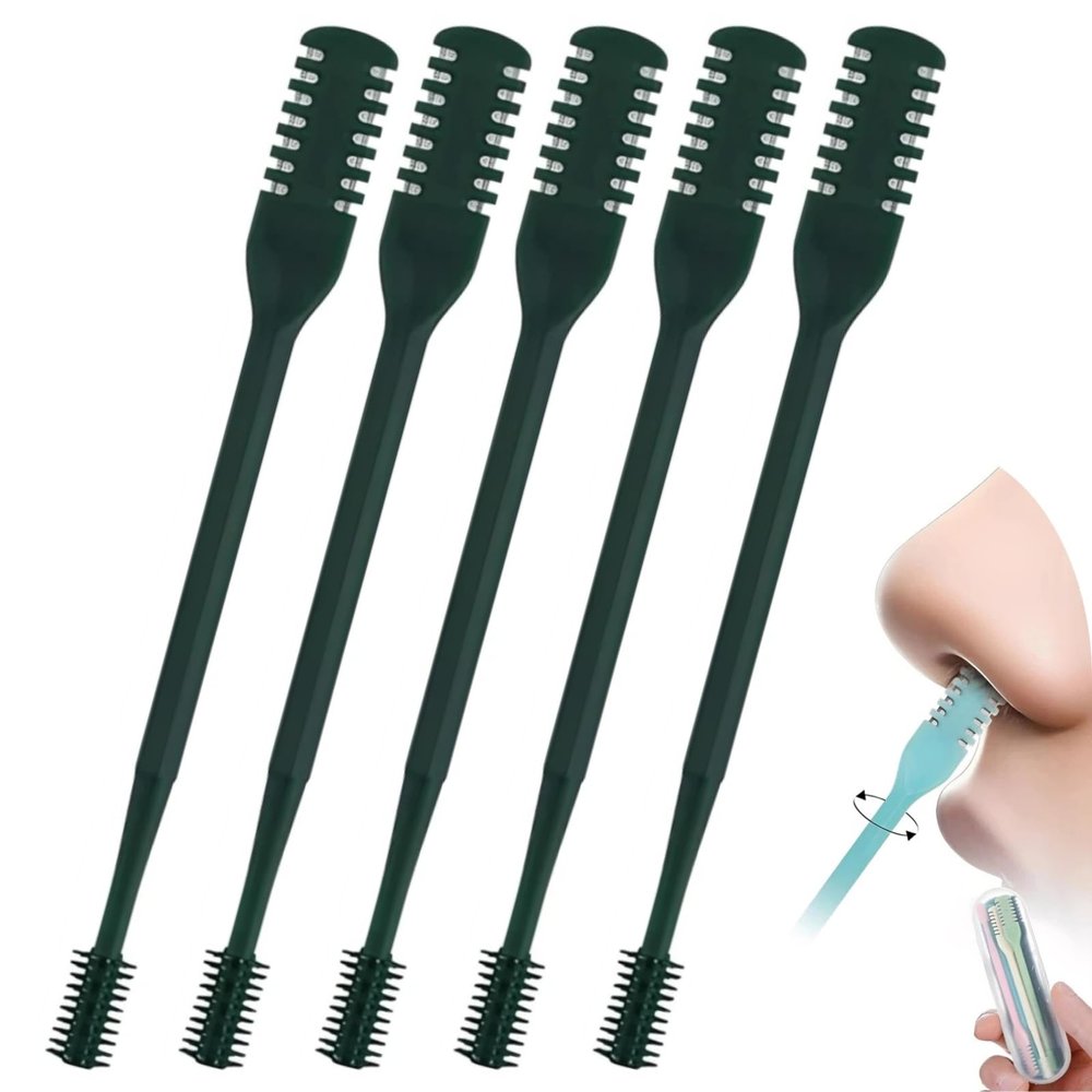 Hytihtu 2-in-1 Nasal Hair Cutter, 2026 Upgrade Double Sided Nose Knife, 360 Rotating Manual Nose Hair Trimmer for Men and Women, Nostril Hair Remover Tool (Dark Green, 10pcs)