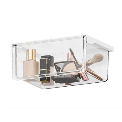 BALUCA Small Clear Stackable Storage Drawers 33 Angled Acrylic Makeup Organizer for Vanity, Undersink & Kitchen Cabinets | Multi-Purpose Plastic Storage Bins & Drawer Organizer Bins (Small)