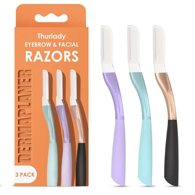 THURLADY Dermaplane Razor, Facial Razor for Women, Peach Fuzz Remover, 3ct