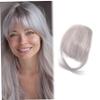ESiiFuu Bangs Hair Clip Clip In Bangs for Women 9.8" Natural On Silver Grey Air Hair with Invisible Net Breathable Curlable Cuttable Washable view 1