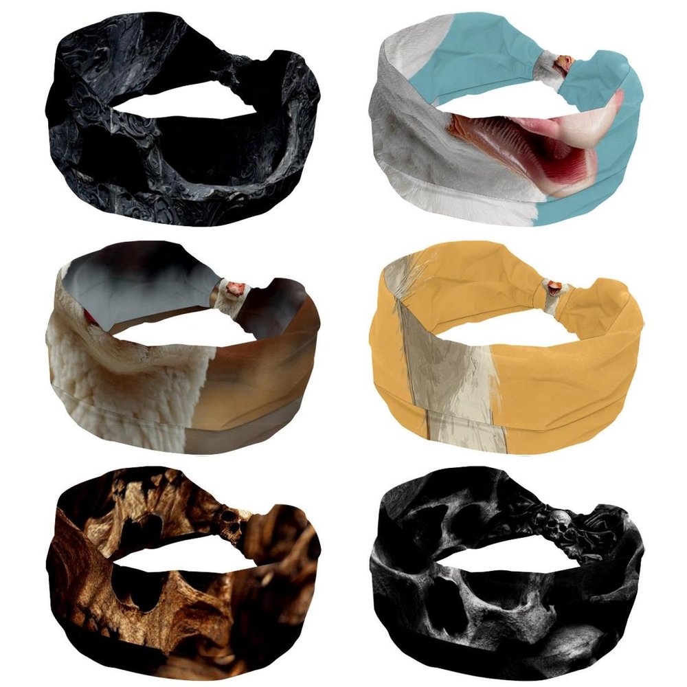 6 Pack Workout Headbands for Women, Funny White Goose (1) Hairband Non Slip, Sports Headband for Yoga, Running, Gym Fitness