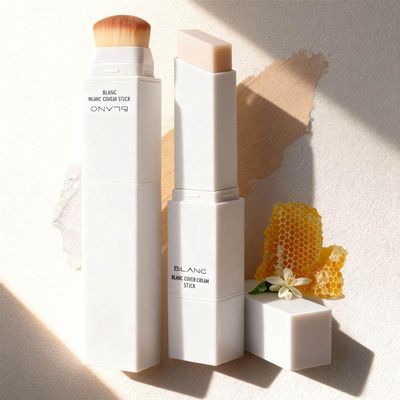 2 in 1 Foundation Stick With Brush, Color Changing foundation stick, Hydrating Concealer Base Makeup, Dual-Ended with Built-in Brush, Moisturized and Glossy (1 Fair Color Matching Foundation Stick)