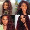 Highlight 1B99J Black Burgundy Human Hair Bundles Water Wave Unprocessed Native Virgin Trippy 3 Hair Extensions 12 14 16 Inch 2 Tone Mixed 50 Gram Per Bundle for Woman view 2