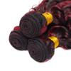 Highlight 1B99J Black Burgundy Human Hair Bundles Water Wave Unprocessed Native Virgin Trippy 3 Hair Extensions 12 14 16 Inch 2 Tone Mixed 50 Gram Per Bundle for Woman view 4