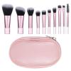 10 Pcs Mini Makeup Brushes Travel Makeup Brush Set Pink Portable Full Complete Function Cosmetic Kit with Pouch Short Makeups Brush Small Travel Essentials for Women Girls Foundation Eyeshadow Blush view 1