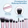 10 Pcs Mini Makeup Brushes Travel Makeup Brush Set Pink Portable Full Complete Function Cosmetic Kit with Pouch Short Makeups Brush Small Travel Essentials for Women Girls Foundation Eyeshadow Blush view 3