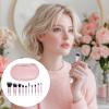 10 Pcs Mini Makeup Brushes Travel Makeup Brush Set Pink Portable Full Complete Function Cosmetic Kit with Pouch Short Makeups Brush Small Travel Essentials for Women Girls Foundation Eyeshadow Blush view 4