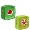 2026 New Christmas Preppy Patch Makeup Bags, 12 Pack Mini Clear Zipper Makeup Bag, Small Square Nylon Holiday Travel Skincare Cosmetic for Women Gift (2Pcs, I) view 1
