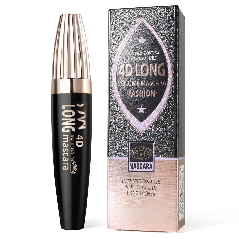 4D Long Volume Mascara  Thicker, Longer & Curling Lashes, Instant Volume & Length, Waterproof Formula, Black