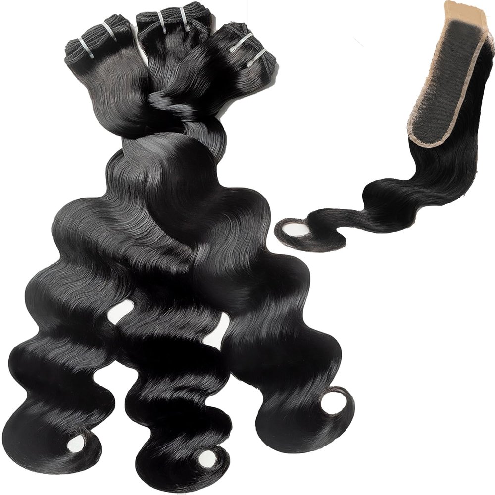 TRIIPPY Raw Hair Bundles 16 16 16 Inch with 2x6 HD Lace Closure(18 Inch)