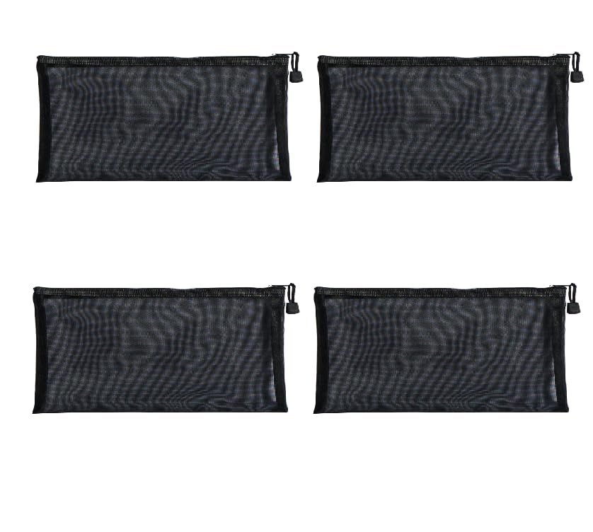 KyltoSynth Mesh Pouch, Zipper Small Nylon Travel, Mini Zipper Pouch, Mesh Makeup Bag for Daily, Purse Organizer Insert, to Keep Small Ltems, Home Organizing (4, Black, 3.93 x 7.87 inch)