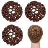 3 PCS Hair Nets for Buns, Elastic Invisible Women Hair Nets Handmade Crochet Scrunchies Bun Holders for Women Skating Ballet and Dance Accessories (Dark Brown) view 1