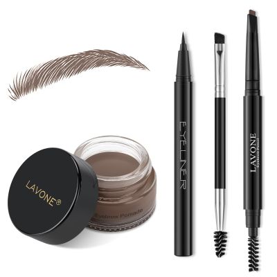 LAVONE Eyebrow Kit, Waterproof Brow Pencil,Pomade,Eyeliner - Light Brunette