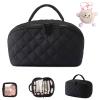 2026 New Travel Makeup Bag,Wide Open Lay-Flat Water-Resistant Cosmetic Case, Spacious 180 Open Cosmetic Organizer for Toiletries & Brushes Large Capacity with Compartments(Black) view 1