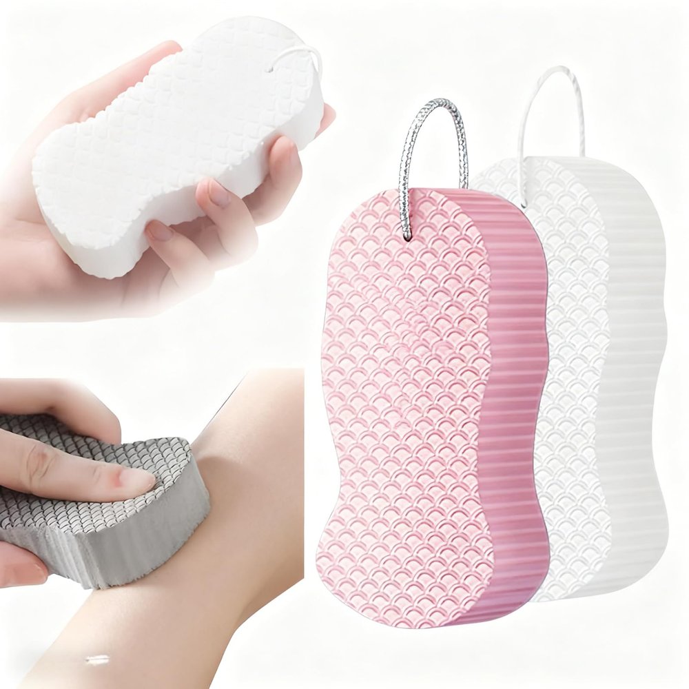 Magic Exfoliating Bath Sponge, 2026 New Magic Exfoliating Body Scrubber for All Skin Types, 3D Super Soft Exfoliating Bath Sponge for Friendly Reusable, Adults Men and Women (Pink & White)
