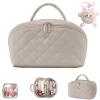 2026 New Travel Makeup Bag,Wide Open Lay-Flat Water-Resistant Cosmetic Case, Spacious 180 Open Cosmetic Organizer for Toiletries & Brushes Large Capacity with Compartments(Gray) view 1