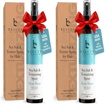 Beauty by Earth Sea Salt Spray for Textured Beach Waves & Volume - USA Made with Organic Ingredients, Texturing and Volumizing Spray for Fine Hair for Men & Women (Pack of 2)