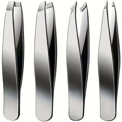 4pcs Set Professional Tweezers Set Perfect For Eyebrow Hair Removal Splinter Very Effortless and Relaxed to Remove (Silver 4 Pcs)