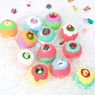 LUCKDANO 12PCS Christmas Bath Bombs Set, Organic Essential Oil Bath Salt Balls for Relaxation, with Santa Claus Snowman Elk Design for Women Girls