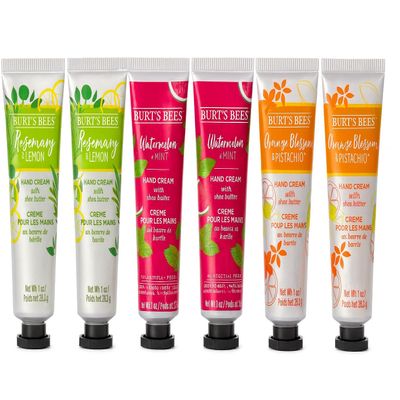Burt's Bees Shea Butter Hand Cream 6 Count Variety Bundle - Watermelon Mint, Orange Pistachio, Rosemary Lemon