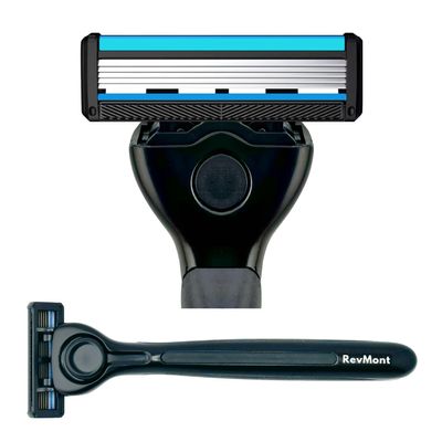 Z5 Solo Razor for Men: Solid Metal Handle, 5-Blade Pivoting Head, Titanium Blades, Dual Hydration Strips with Aloe, Comfort Grip, Waterproof Case