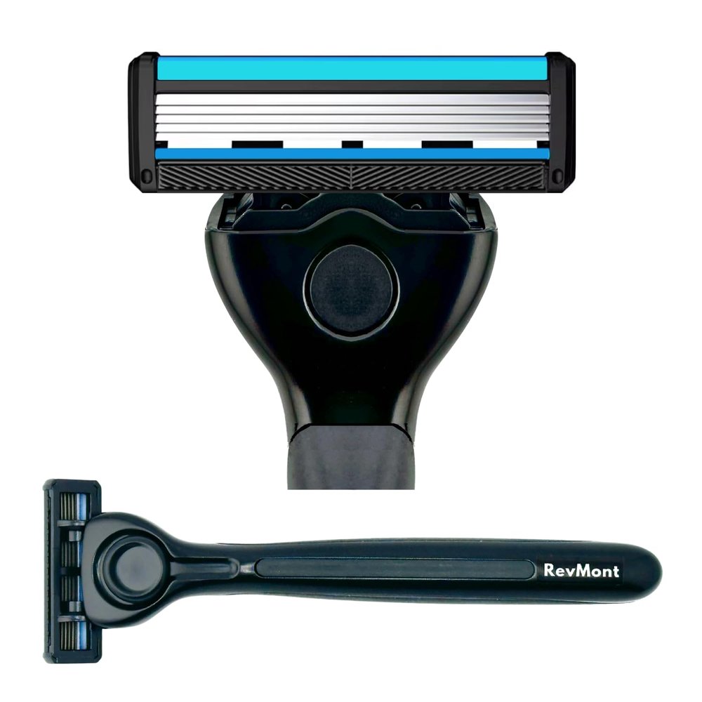 Z5 Solo Razor for Men: Solid Metal Handle, 5-Blade Pivoting Head, Titanium Blades, Dual Hydration Strips with Aloe, Comfort Grip, Waterproof Case