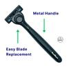 Z5 Solo Razor for Men: Solid Metal Handle, 5-Blade Pivoting Head, Titanium Blades, Dual Hydration Strips with Aloe, Comfort Grip, Waterproof Case view 2