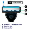 Z5 Solo Razor for Men: Solid Metal Handle, 5-Blade Pivoting Head, Titanium Blades, Dual Hydration Strips with Aloe, Comfort Grip, Waterproof Case view 3